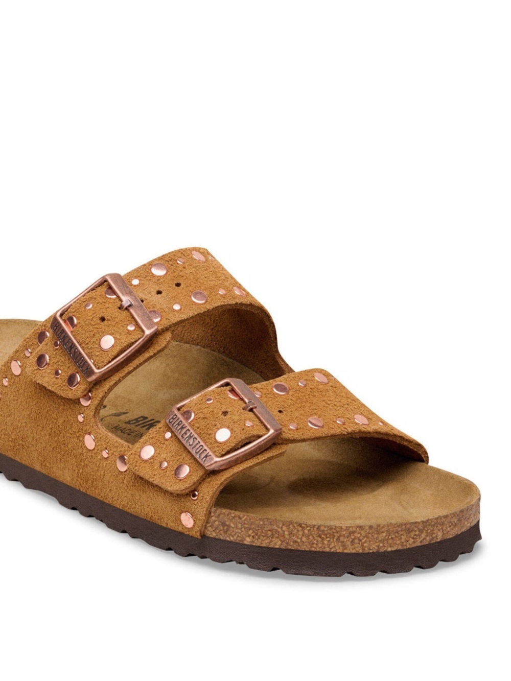 Birkenstock Arizona Rivets Stud Slide Sandal Brown Leather Size 5 US Anthro NEW - Picture 2 of 7